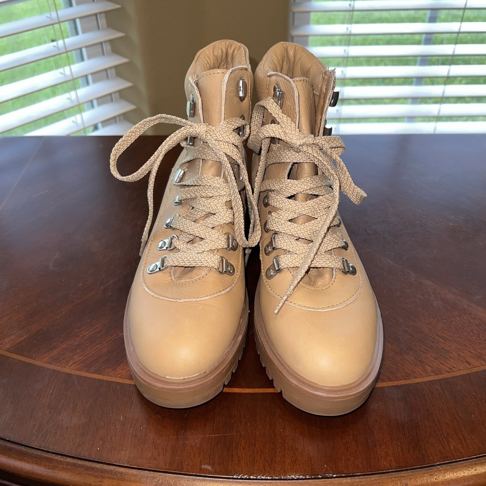 J. Crew Light Caramel Leather Nordic Boots Women Sz 8M Streetwear Gorpcore